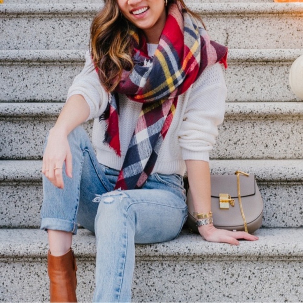 Zara Red Tartan Blanket Scarf